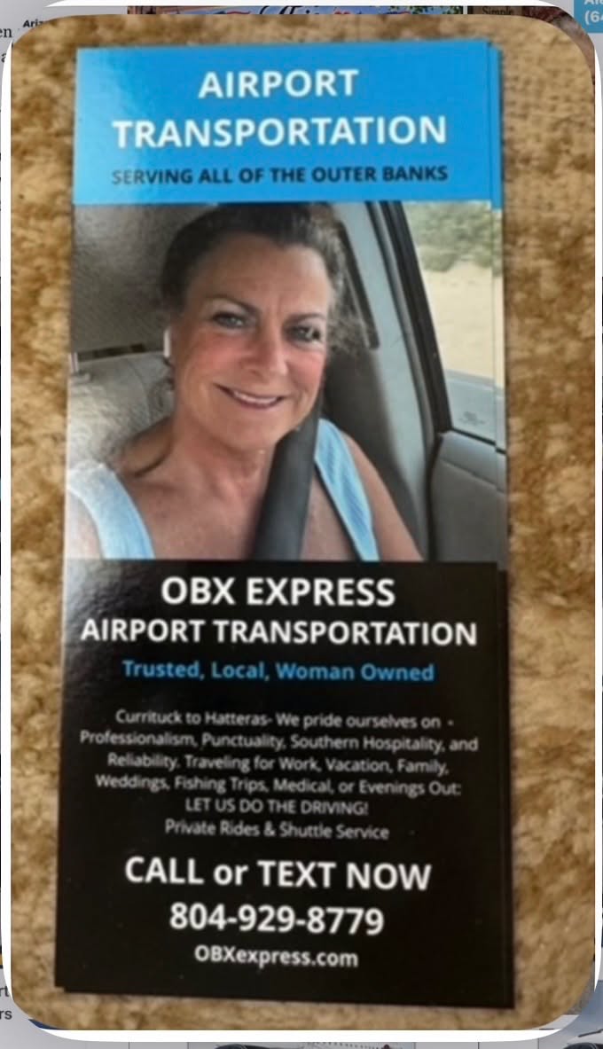 OBX Express airport transportation advertisement